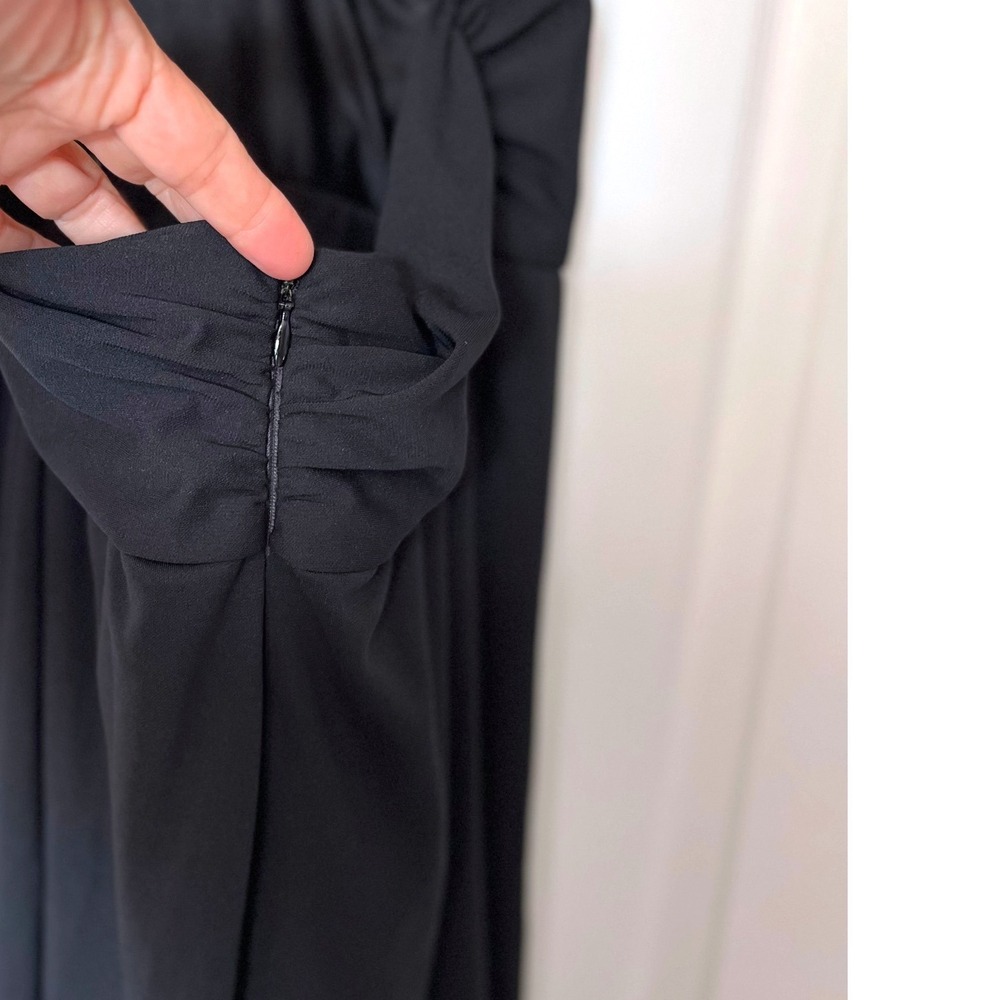 White House Black Market Black Wrap Midi Dress V-Neck Crisscross Back Size 6 - Picture 5 of 11